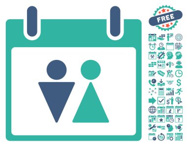 Tuvalet takvim gün düz vektör simgesi Bonus ile