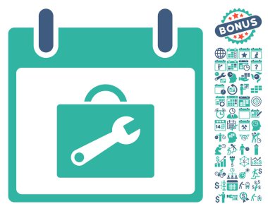 Araç kutusu takvim gün düz vektör simgesi Bonus ile