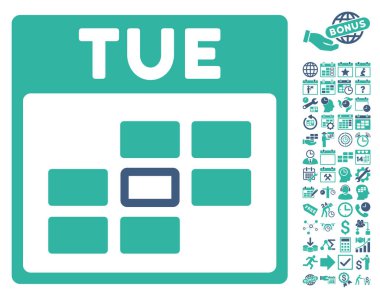 Bonus ile Salı takvim kılavuz düz vektör simgesi