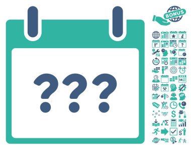 Bonus ile bilinmeyen gün takvim sayfa düz vektör simgesi