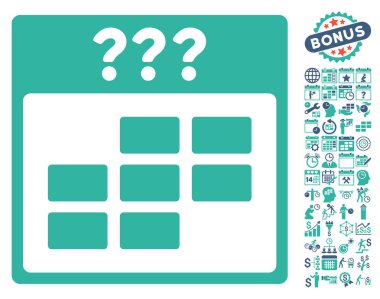 Bonus ile bilinmeyen ay takvimi kılavuz düz vektör simgesi