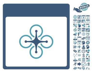 Bonus ile hava helikopter takvim sayfa düz vektör simgesi