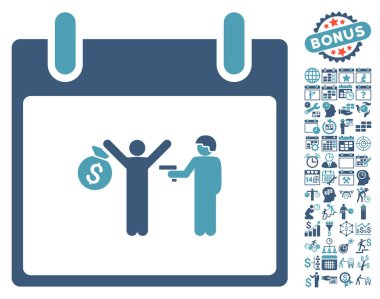 Bonus ile tutuklama takvim gün düz vektör simgesi