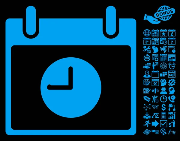 Horloge calendrier jour plat vecteur icône avec bonus — Image vectorielle