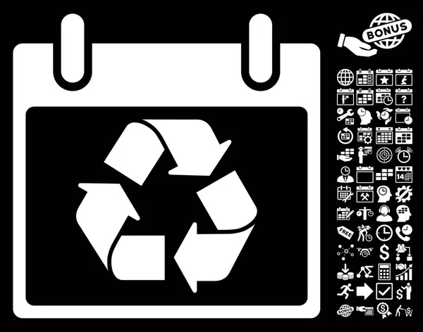 Recycling Kalendertag flache Vektor-Symbol mit Bonus — Stockvektor