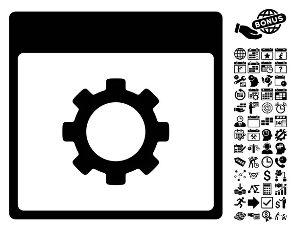 Opzioni di ingranaggio Calendario Pagina Icona vettoriale piatta con bonus — Vettoriale Stock