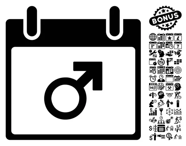 Marte masculino símbolo calendario día plano vector icono con bono — Archivo Imágenes Vectoriales