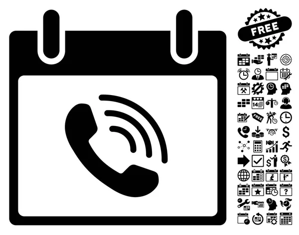 Icône vectorielle plate de jour de calendrier d'appel téléphonique avec le boni — Image vectorielle