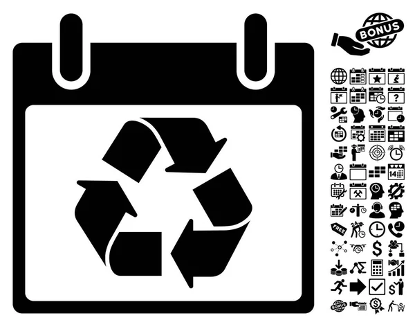 Recycling Kalendertag flache Vektor-Symbol mit Bonus — Stockvektor