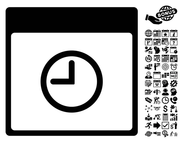 Página de calendario de tiempo plana Vector icono con bonificación — Vector de stock