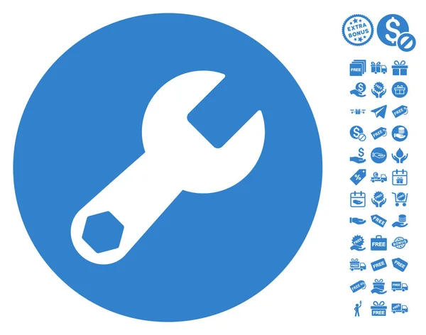 Moersleutelpictogram met gratis Bonus — Stockvector