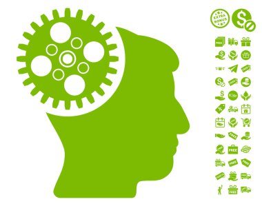 Ücretsiz Bonus ile baş Gearwheel simgesi