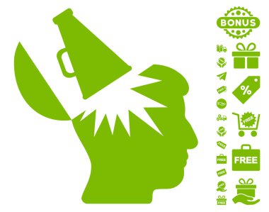 Ücretsiz Bonus ile açık beyin megafon simgesi