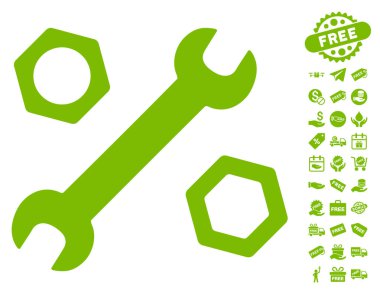 İngiliz anahtarı ve fındık simgesi ücretsiz bonus