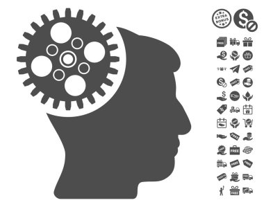 Ücretsiz Bonus ile baş Gearwheel simgesi