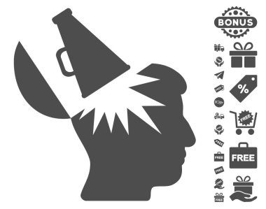 Ücretsiz Bonus ile açık beyin megafon simgesi