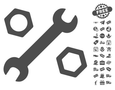 İngiliz anahtarı ve fındık simgesi ücretsiz bonus