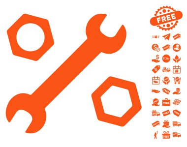 İngiliz anahtarı ve fındık simgesi ücretsiz bonus