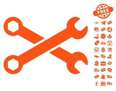 Ücretsiz Bonus simgesiyle yuvalı eğri somun anahtarları