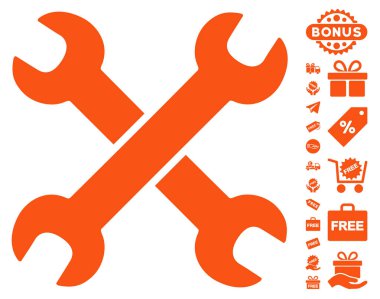 Ücretsiz Bonus simgesiyle yuvalı eğri somun anahtarları