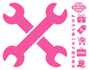 Ücretsiz Bonus simgesiyle yuvalı eğri somun anahtarları