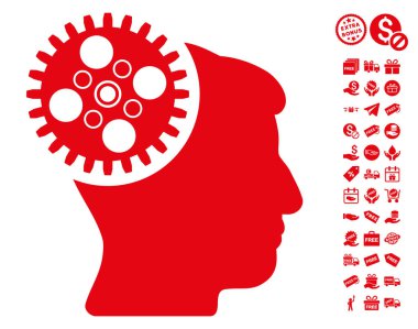 Ücretsiz Bonus ile baş Gearwheel simgesi