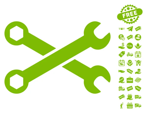 Schraubenschlüssel Symbol mit kostenlosem Bonus — Stockvektor