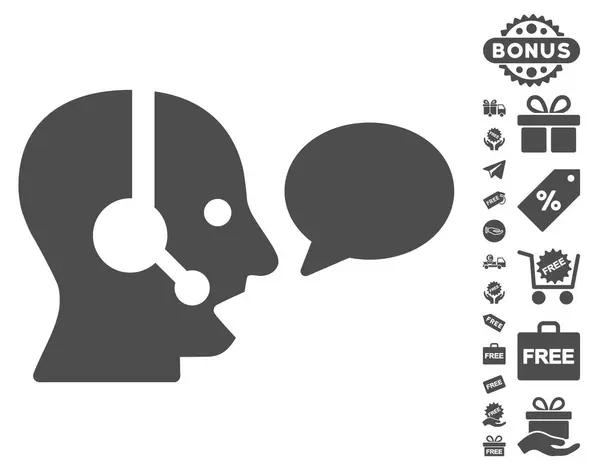 Operador Message Balloon Icon Con Bono Gratis — Vector de stock