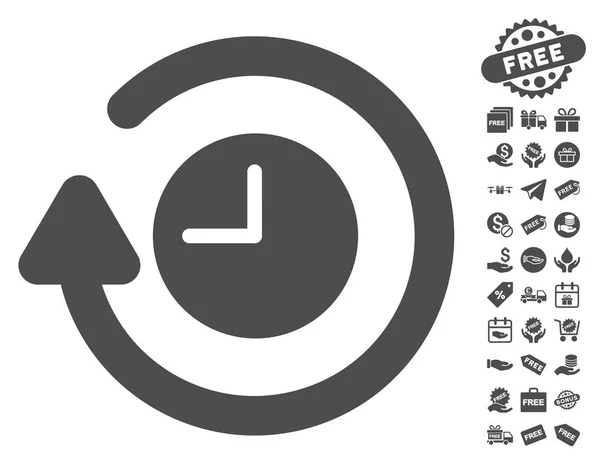 Repetir el icono del reloj con bono gratis — Vector de stock