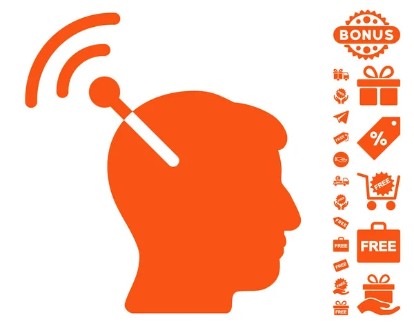 Icona di interfaccia neurale radio con bonus gratuito — Vettoriale Stock