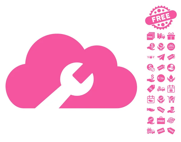 Cloud Wrench Tools Icon With Free Bonus — Stock Vector