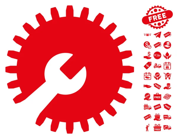 Ícone de ferramentas de engrenagem com bônus grátis —  Vetores de Stock