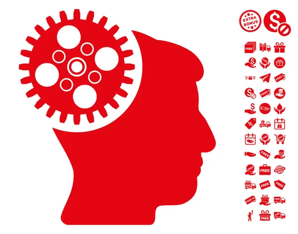 Ücretsiz Bonus ile baş Gearwheel simgesi