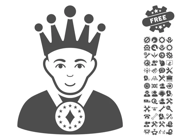 König Vektor-Symbol mit Werkzeug-Bonus — Stockvektor