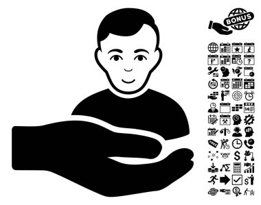 Müşteri Destek el düz vektör simgesi Bonus ile