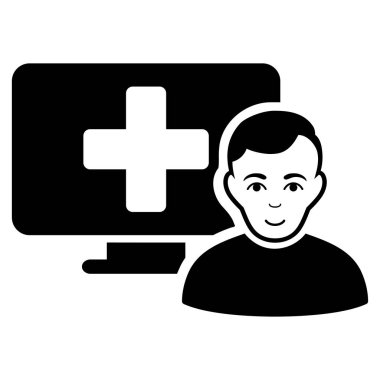 Online tıp düz vektör simgesi