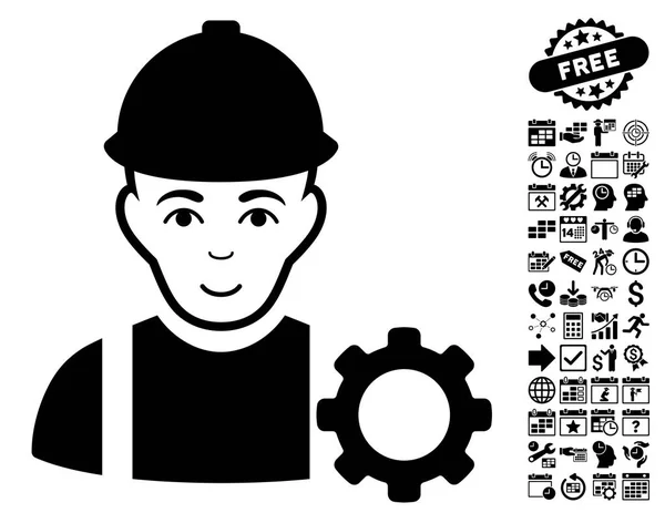 Repairman Flat Vector Icon With Bonus — Stock Vector