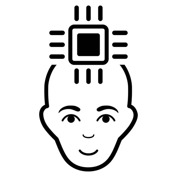 Interfaz de ordenador neuronal Icono de vector plano — Vector de stock