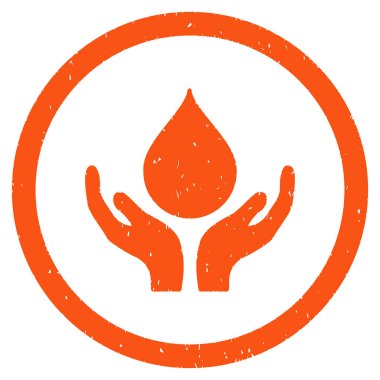 Kan bağışı yuvarlak grenli simgesi eller