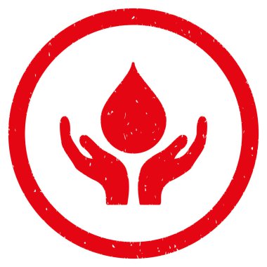 Kan bağışı yuvarlak grenli simgesi eller