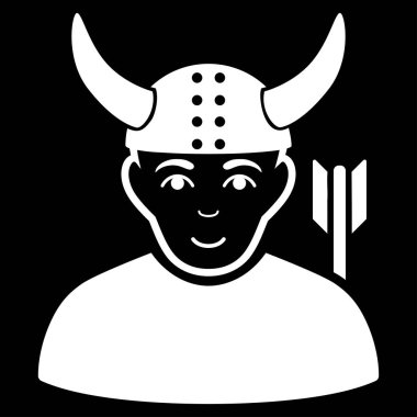 Boynuzlu savaşçı düz vektör simgesi