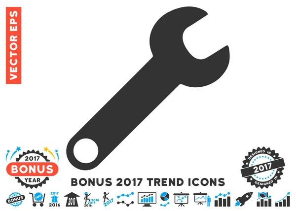 Wrench Flat Icon With 2017 Bonus Trend — Stock Vector
