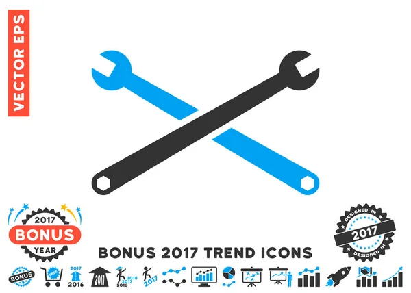 Wrenches Flat Icon With 2017 Bonus Trend — Stock Vector