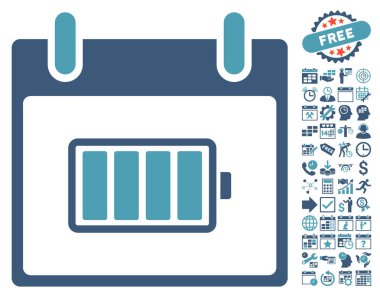 Pil takvim gün düz vektör simgesi Bonus ile