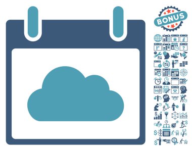 Bonus ile bulut takvim gün düz vektör simgesi
