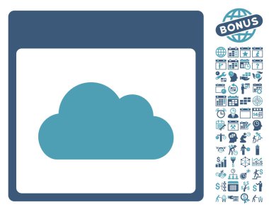 Bonus ile bulut takvim sayfa düz vektör simgesi