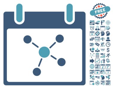 Bonus ile bağlantıları takvim gün düz vektör simgesi