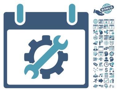 Yapılandırma araçları takvim gün düz vektör simge Bonus ile