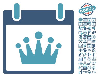 Bonus ile taç takvim gün düz vektör simgesi