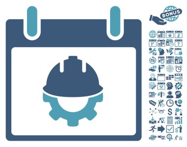 Bonus ile Geliştirme takvim gün düz vektör simgesi